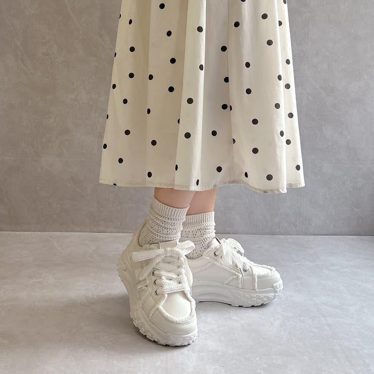 厚底 デザイン シューレース フリンジスニーカー | Noubel Voug Relax | 詳細画像21 