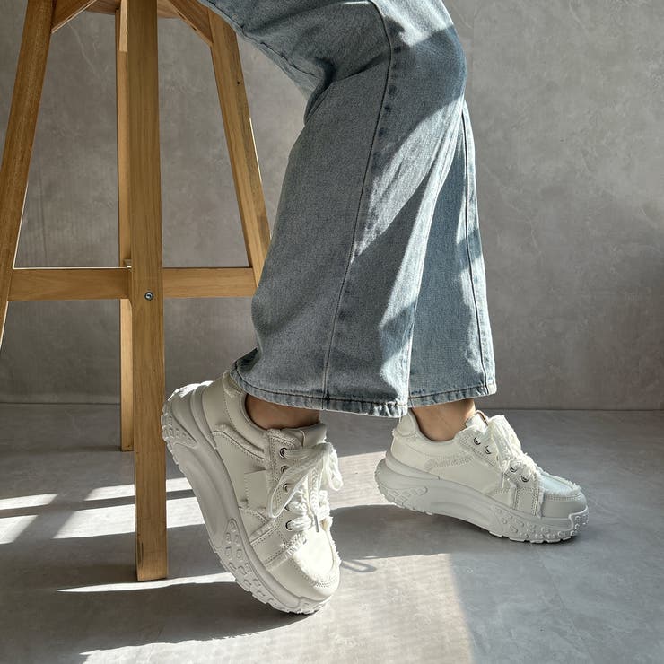 厚底 デザイン シューレース フリンジスニーカー | Noubel Voug Relax | 詳細画像25 