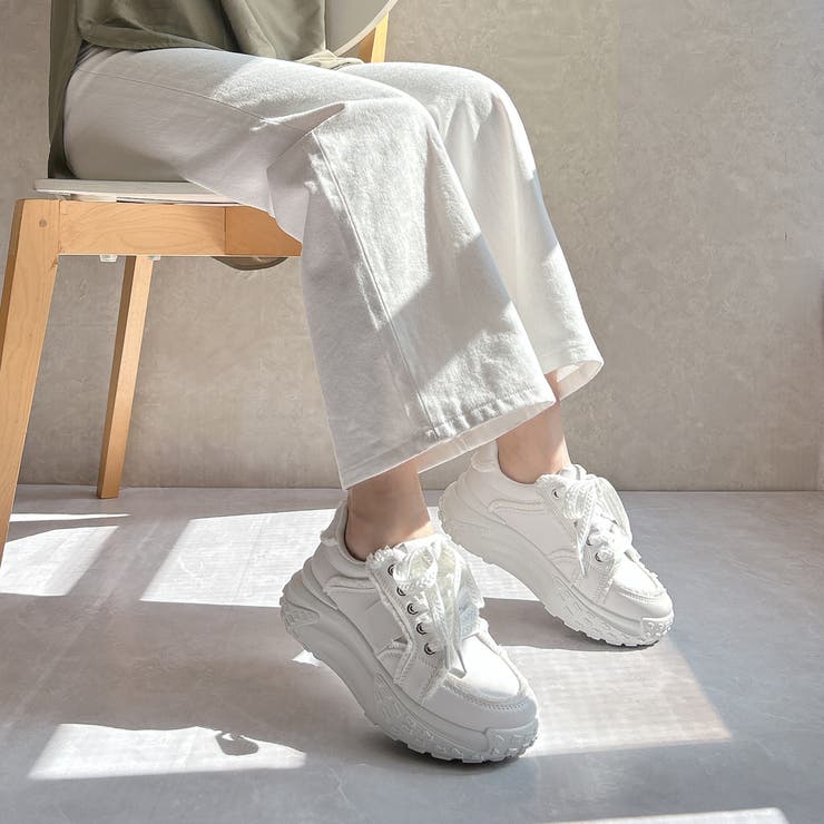 厚底 デザイン シューレース フリンジスニーカー | Noubel Voug Relax | 詳細画像33 