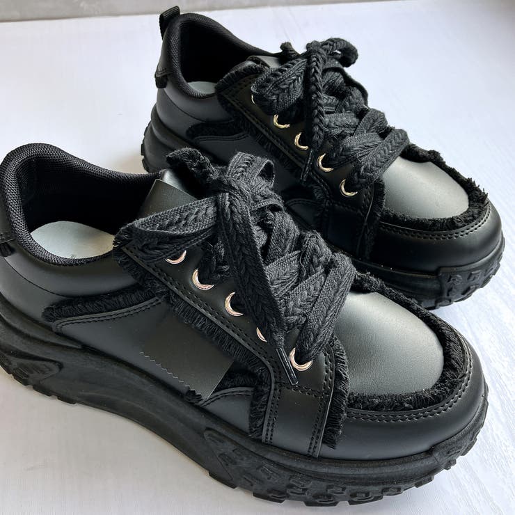 厚底 デザイン シューレース フリンジスニーカー | Noubel Voug Relax | 詳細画像9 