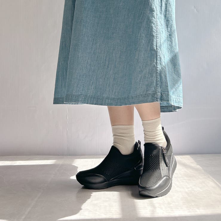 軽量 サイドジップ メッシュ 厚底スニーカー | Noubel Voug Relax | 詳細画像21 