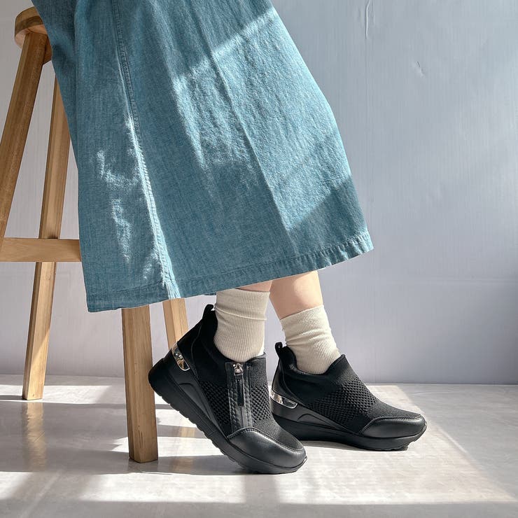 軽量 サイドジップ メッシュ 厚底スニーカー | Noubel Voug Relax | 詳細画像22 