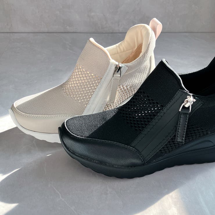 軽量 サイドジップ メッシュ 厚底スニーカー | Noubel Voug Relax | 詳細画像3 