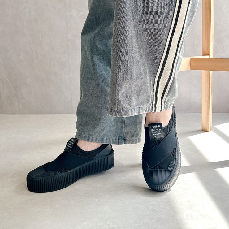 厚底★クロスバンド レースレス スリッポン スニーカー | Noubel Voug Relax | 詳細画像12 