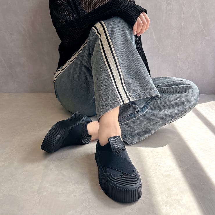 厚底★クロスバンド レースレス スリッポン スニーカー | Noubel Voug Relax | 詳細画像13 