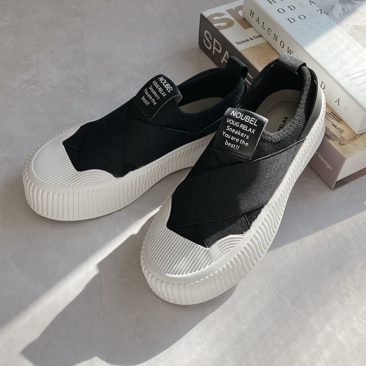 厚底★クロスバンド レースレス スリッポン スニーカー | Noubel Voug Relax | 詳細画像15 