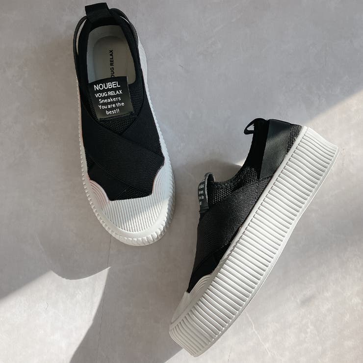 厚底★クロスバンド レースレス スリッポン スニーカー | Noubel Voug Relax | 詳細画像16 