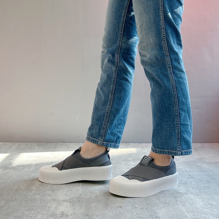 厚底★クロスバンド レースレス スリッポン スニーカー | Noubel Voug Relax | 詳細画像20 