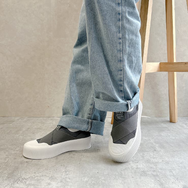 厚底★クロスバンド レースレス スリッポン スニーカー | Noubel Voug Relax | 詳細画像22 