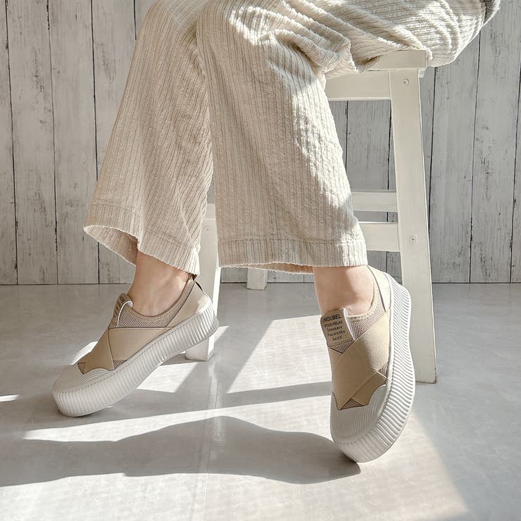 厚底★クロスバンド レースレス スリッポン スニーカー | Noubel Voug Relax | 詳細画像24 