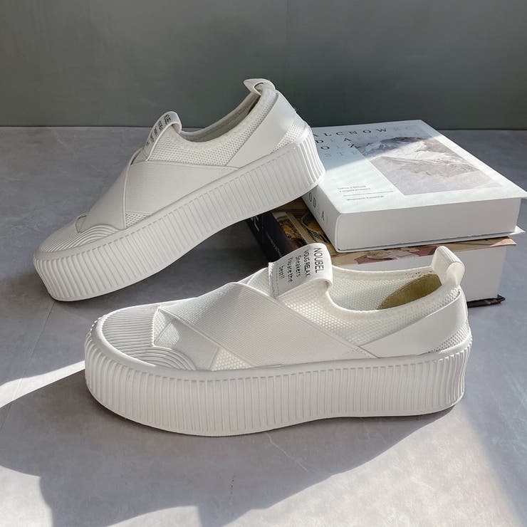 厚底★クロスバンド レースレス スリッポン スニーカー | Noubel Voug Relax | 詳細画像25 