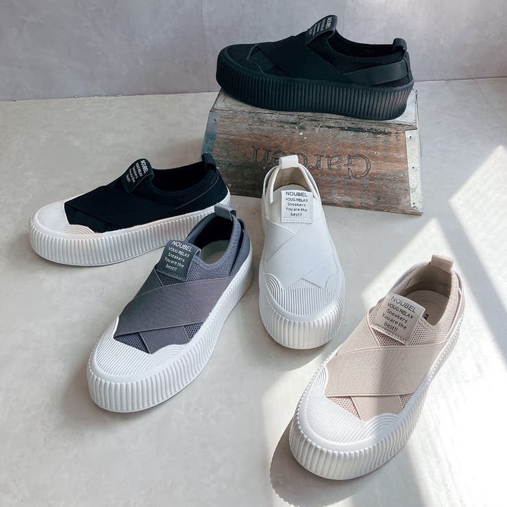 厚底★クロスバンド レースレス スリッポン スニーカー | Noubel Voug Relax | 詳細画像3 