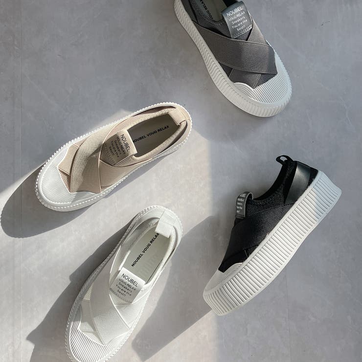 厚底★クロスバンド レースレス スリッポン スニーカー | Noubel Voug Relax | 詳細画像6 