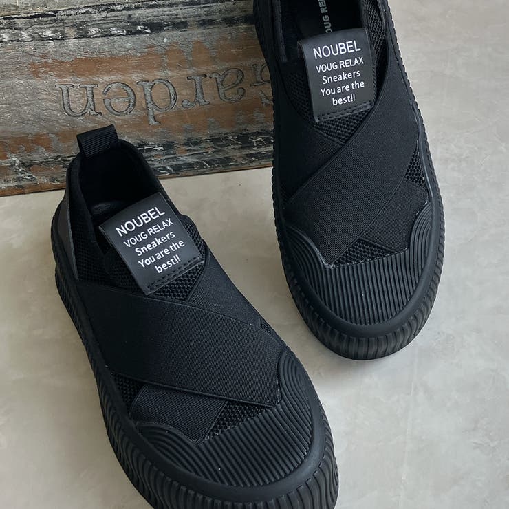 厚底★クロスバンド レースレス スリッポン スニーカー | Noubel Voug Relax | 詳細画像9 