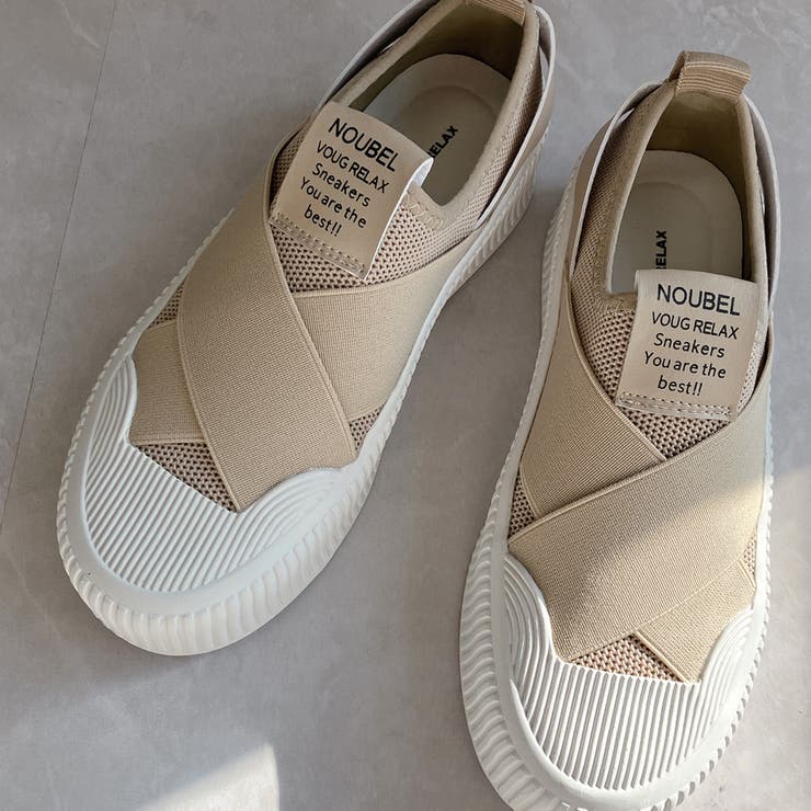 オーク | 厚底★クロスバンド レースレス スリッポン スニーカー | Noubel Voug Relax