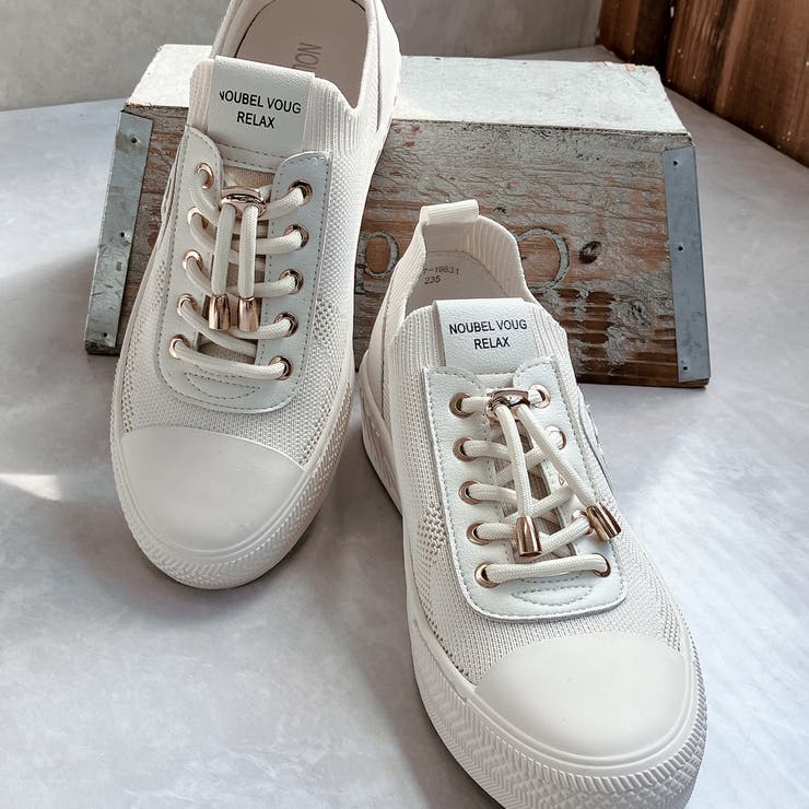 上品スニーカー サッと履ける レザーニット レースアップスニーカー | Noubel Voug Relax | 詳細画像13 