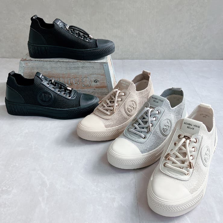 上品スニーカー サッと履ける レザーニット レースアップスニーカー | Noubel Voug Relax | 詳細画像3 