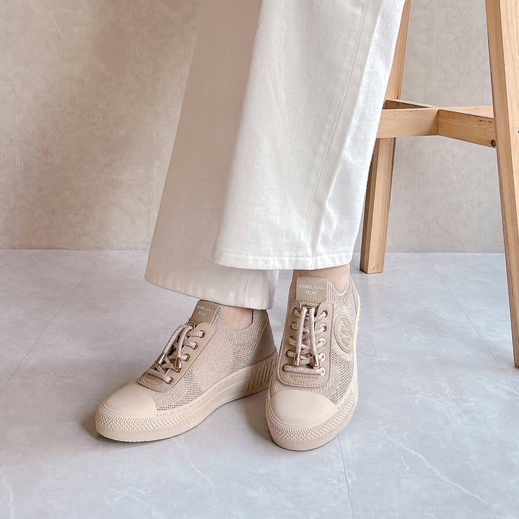 上品スニーカー サッと履ける レザーニット レースアップスニーカー | Noubel Voug Relax | 詳細画像7 