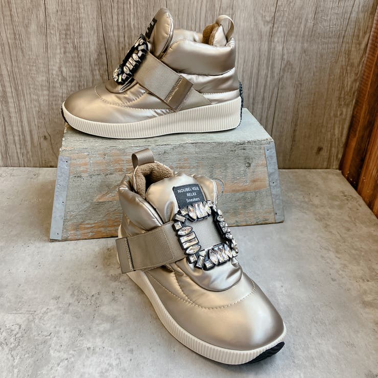 ブロンズ | 3WAY ビジューバックル もこもこボリューム 撥水スニーカー | Noubel Voug Relax