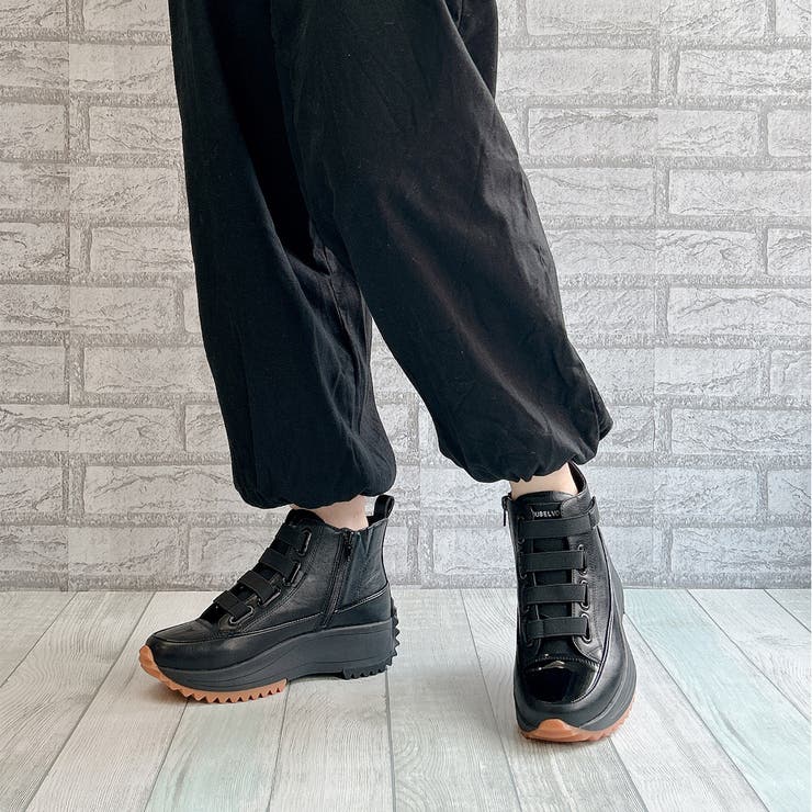 【新品タグ付き】nouer コラボ サイドジップ ブーツ 厚底 ステッチ サイドジップドッグボーンプレートチェーンラスターブラック厚底