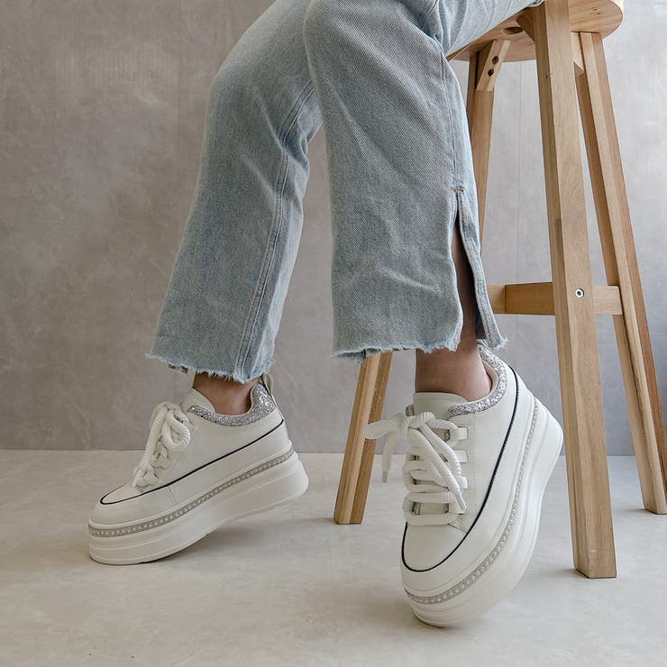 ふわモコ 極太シューレース 厚底 ラインストーンスニーカー  | Noubel Voug Relax | 詳細画像15 