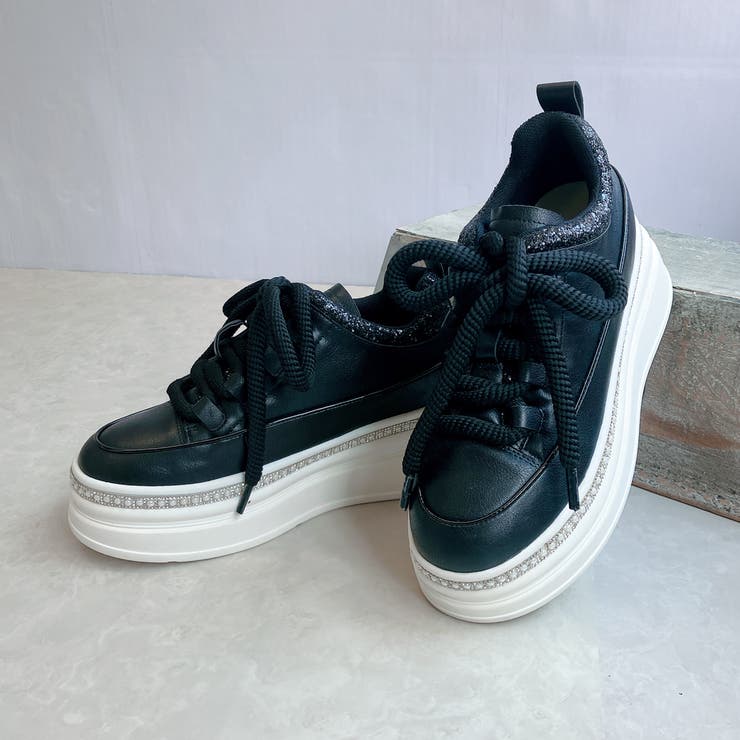 ふわモコ 極太シューレース 厚底 ラインストーンスニーカー  | Noubel Voug Relax | 詳細画像7 