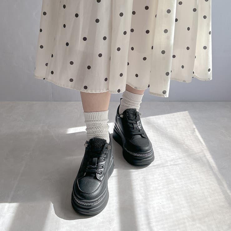 厚底 ラインストーン レースアップスニーカー | Noubel Voug Relax | 詳細画像19 