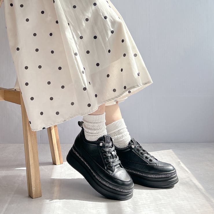 厚底 ラインストーン レースアップスニーカー | Noubel Voug Relax | 詳細画像20 