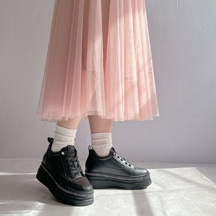 厚底 ラインストーン レースアップスニーカー | Noubel Voug Relax | 詳細画像22 