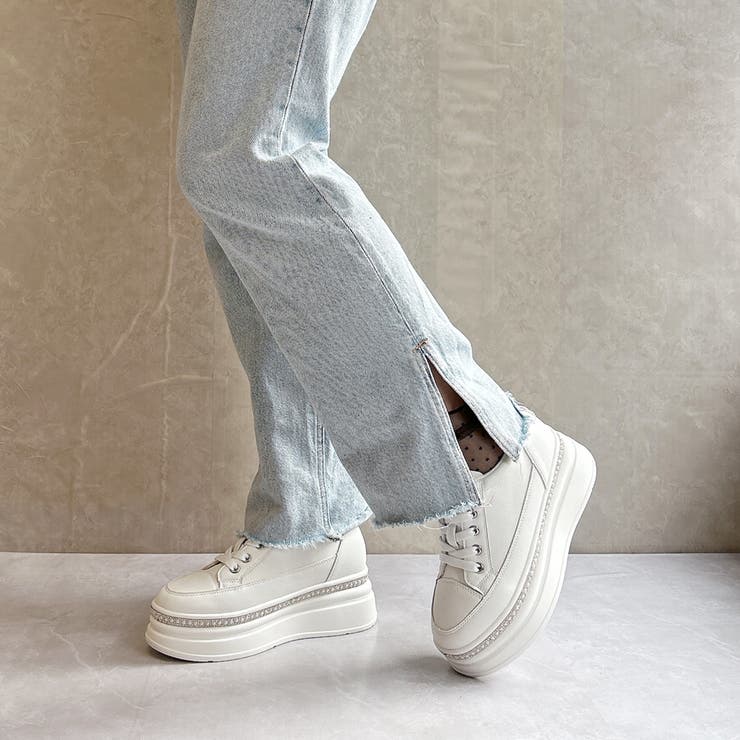 厚底 ラインストーン レースアップスニーカー | Noubel Voug Relax | 詳細画像28 