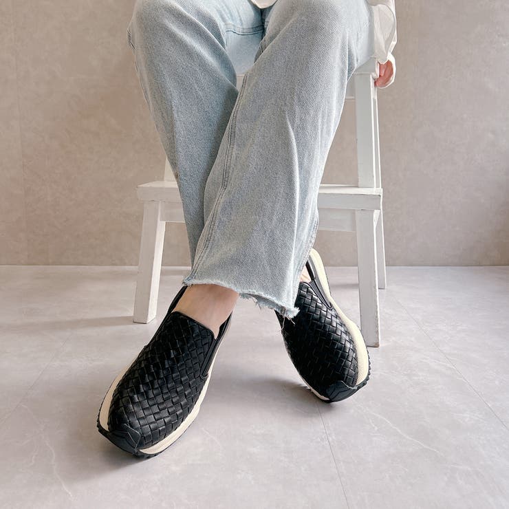 上品スニーカー 厚底 編み込みデザイン サイドゴア スリッポンスニーカー | Noubel Voug Relax | 詳細画像10 