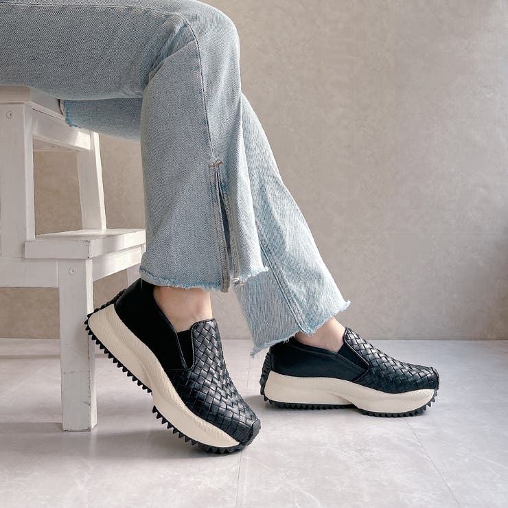 上品スニーカー 厚底 編み込みデザイン サイドゴア スリッポンスニーカー | Noubel Voug Relax | 詳細画像8 