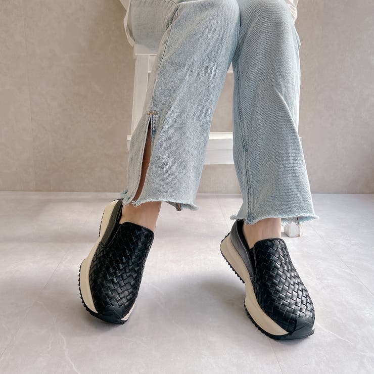 上品スニーカー 厚底 編み込みデザイン サイドゴア スリッポンスニーカー | Noubel Voug Relax | 詳細画像9 