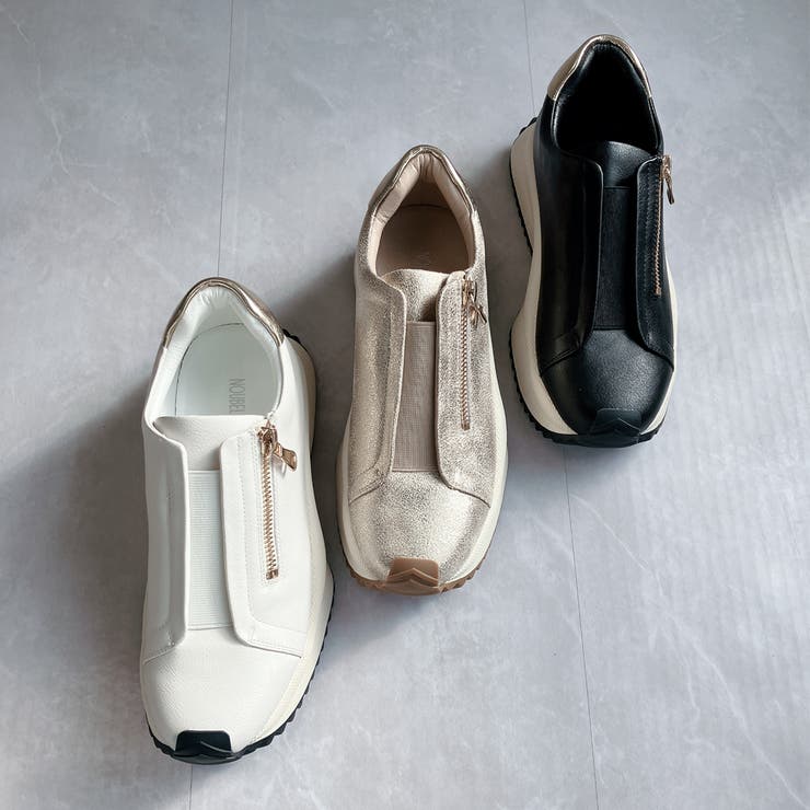 上品スニーカー サッと履ける 厚底 甲ゴムベルトスニーカー | Noubel Voug Relax | 詳細画像3 