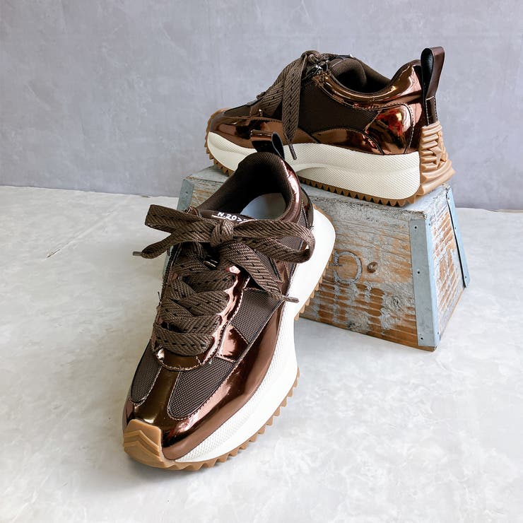 ブロンズ | 上品スニーカー サッと履ける 異素材厚底スニーカー | Noubel Voug Relax