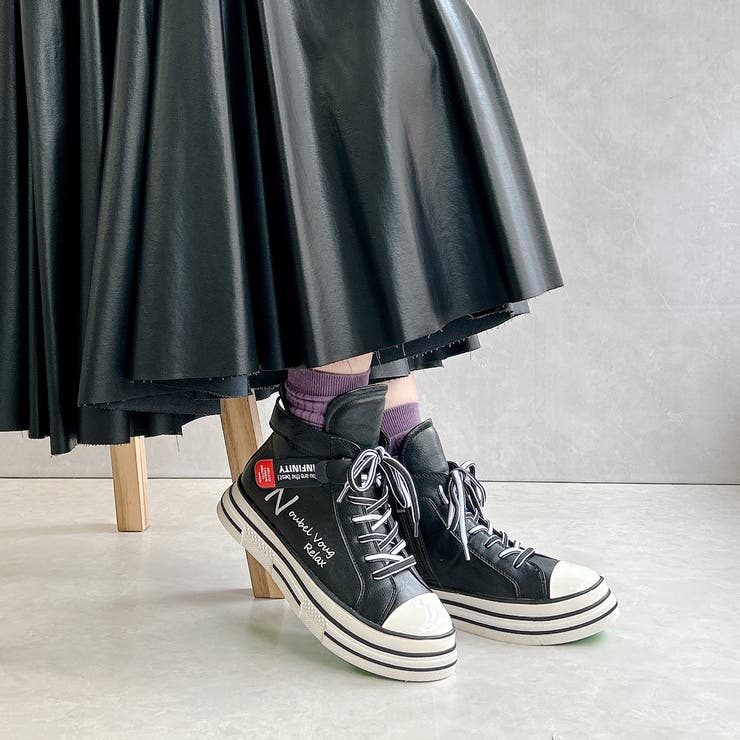 厚底 ジップアップ ラベル スニーカー | Noubel Voug Relax | 詳細画像20 