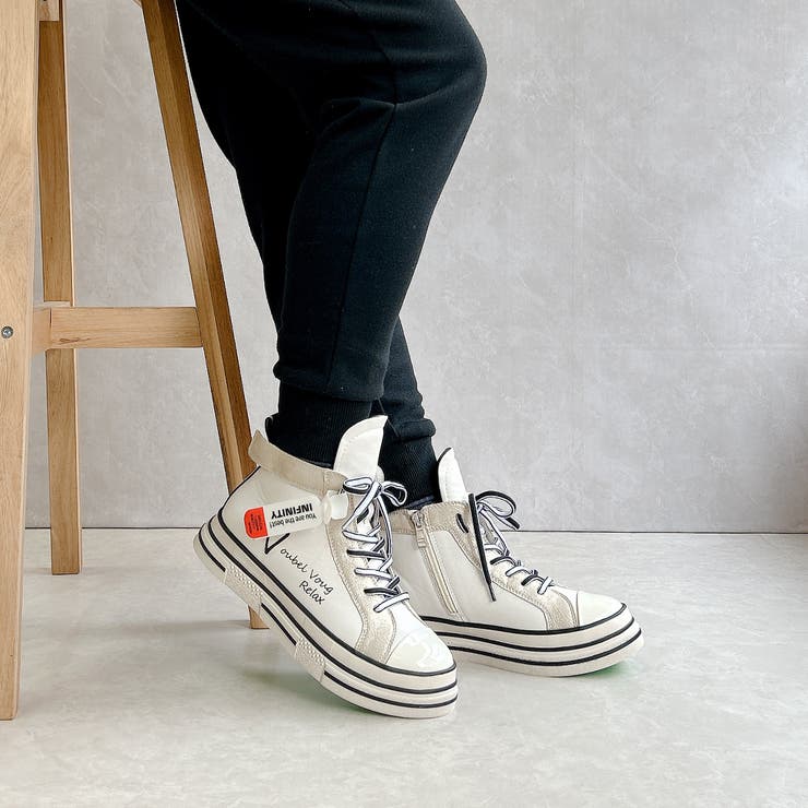 厚底 ジップアップ ラベル スニーカー | Noubel Voug Relax | 詳細画像22 