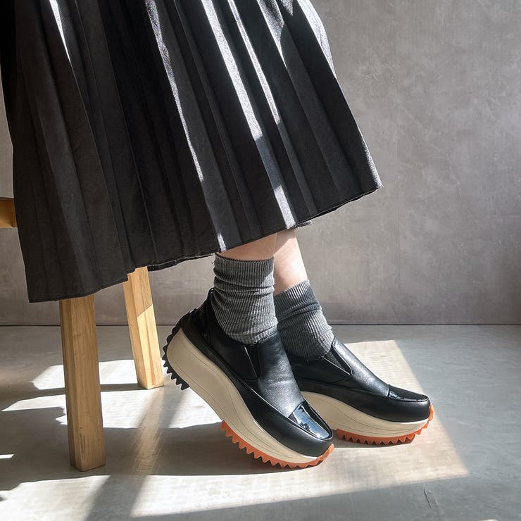 ブラック | 厚底 カジュアル スリッポン スニーカー | Noubel Voug Relax