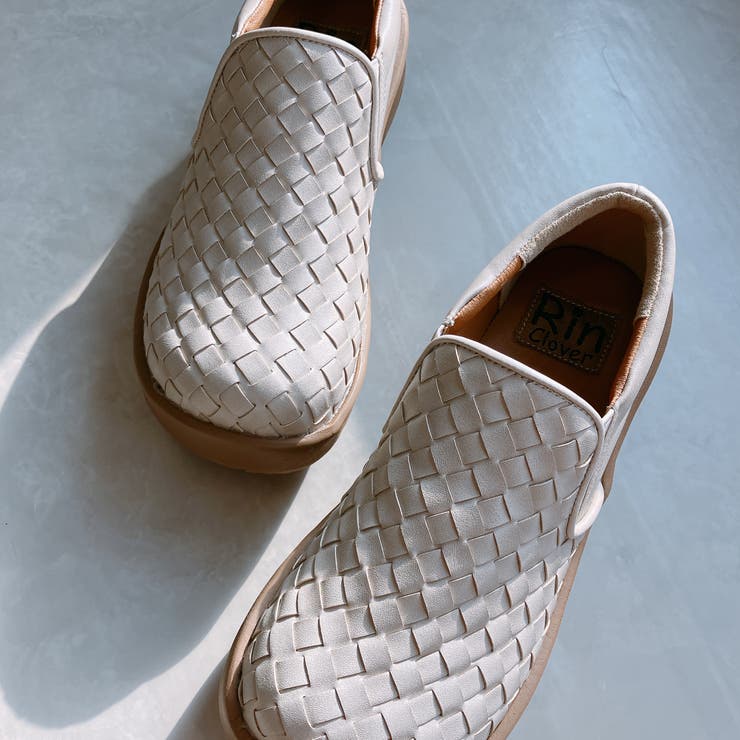 アイボリー | Rin Clover 厚底 編み込み スリッポンシューズ | Noubel Voug Relax