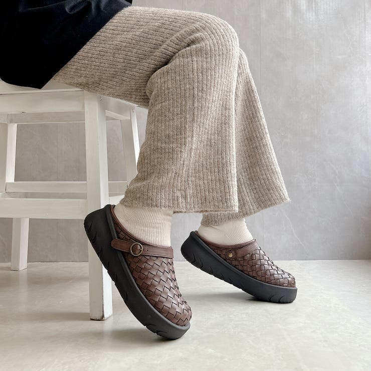 Rin Clover 厚底 編み込み サボサンダル[品番：NOVS0003349]｜Noubel