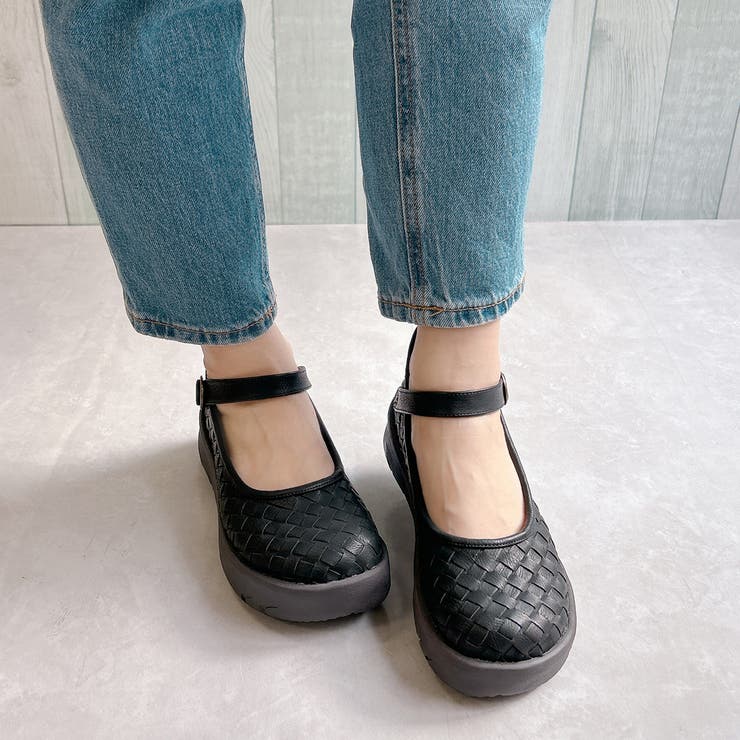 Rin Clover 厚底 編み込み スクエアトゥ ストラップパンプス | Noubel Voug Relax | 詳細画像10 