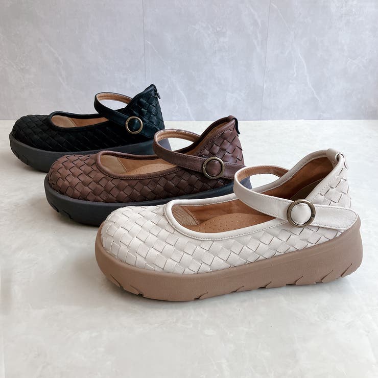 Rin Clover 厚底 編み込み スクエアトゥ ストラップパンプス | Noubel Voug Relax | 詳細画像2 