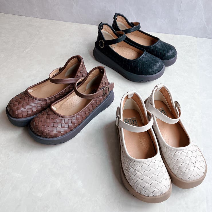 Rin Clover 厚底 編み込み スクエアトゥ ストラップパンプス | Noubel Voug Relax | 詳細画像4 