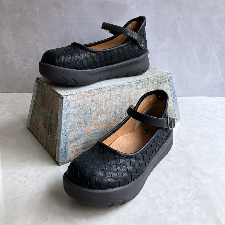 Rin Clover 厚底 編み込み スクエアトゥ ストラップパンプス | Noubel Voug Relax | 詳細画像5 