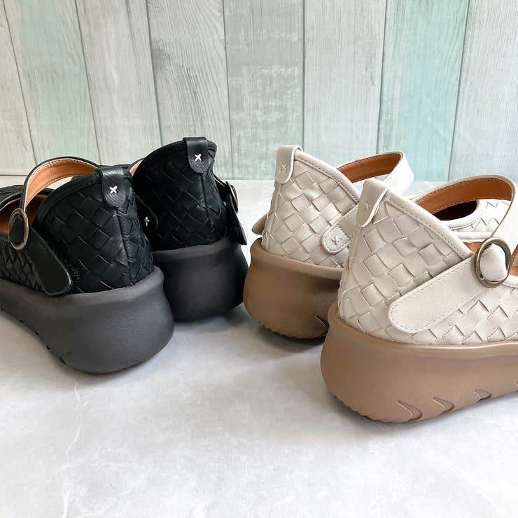 Rin Clover 厚底 編み込み スクエアトゥ ストラップパンプス | Noubel Voug Relax | 詳細画像24 