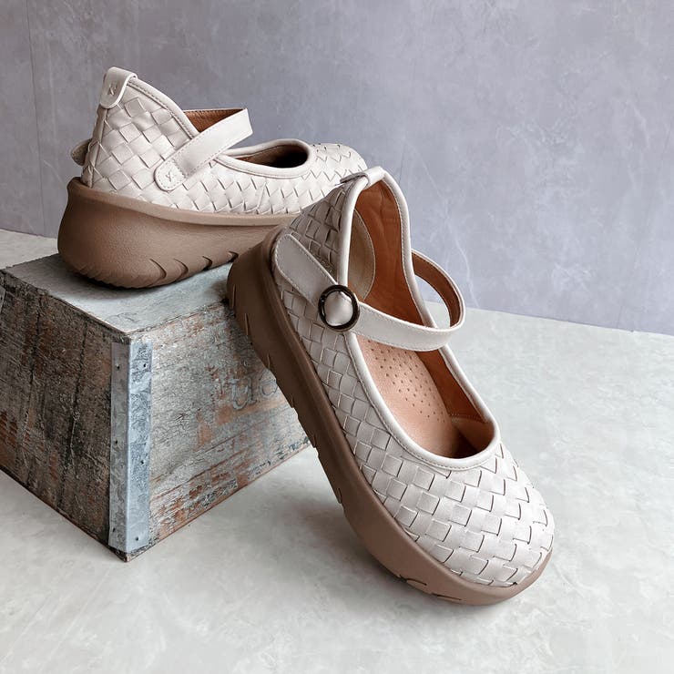 Rin Clover 厚底 編み込み スクエアトゥ ストラップパンプス | Noubel Voug Relax | 詳細画像17 