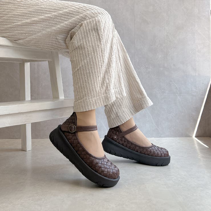 Rin Clover 厚底 編み込み スクエアトゥ ストラップパンプス | Noubel Voug Relax | 詳細画像20 