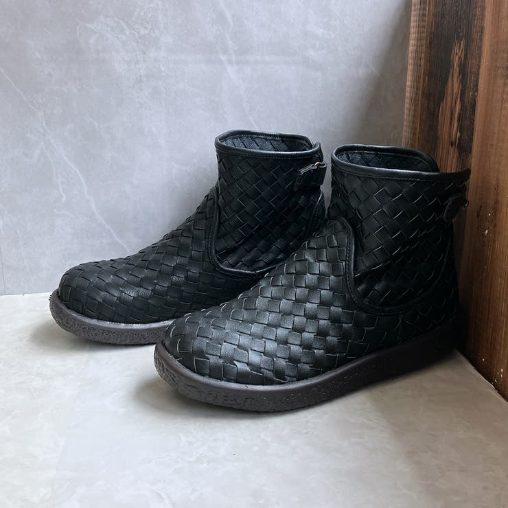 ダークブラウン | Rin Clover 厚底 編み込み ショートブーツ | Noubel Voug Relax