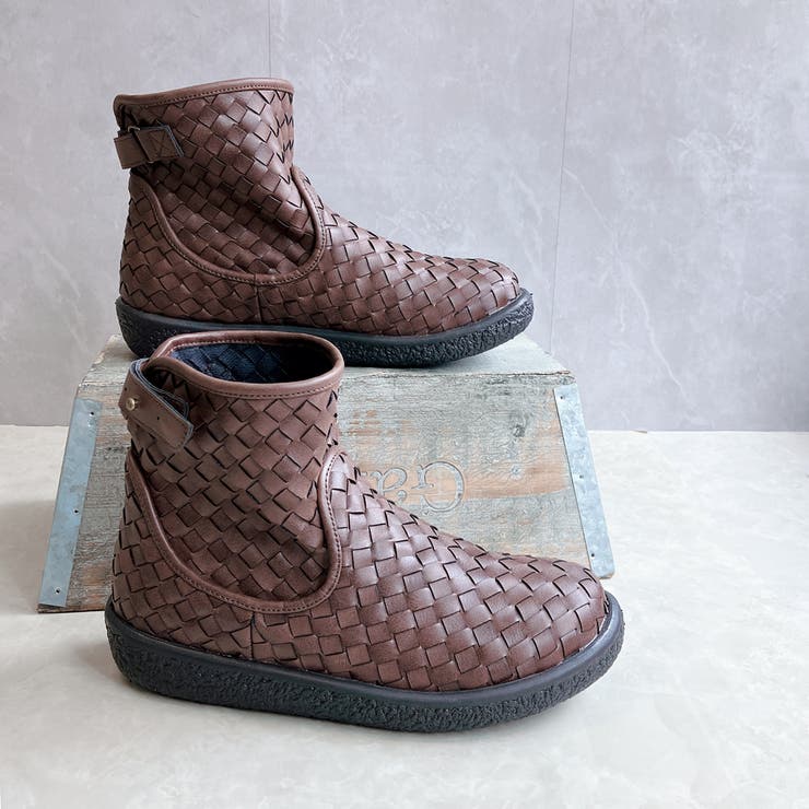 ブラック | Rin Clover 厚底 編み込み ショートブーツ | Noubel Voug Relax