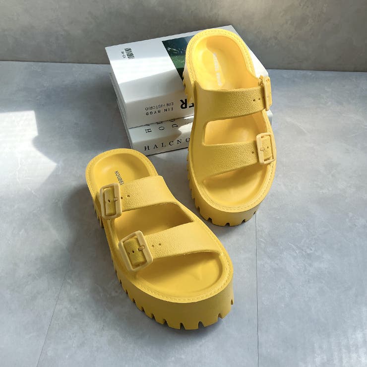 イエロー | 厚底タンクソール ダブルベルトサンダル | Noubel Voug Relax